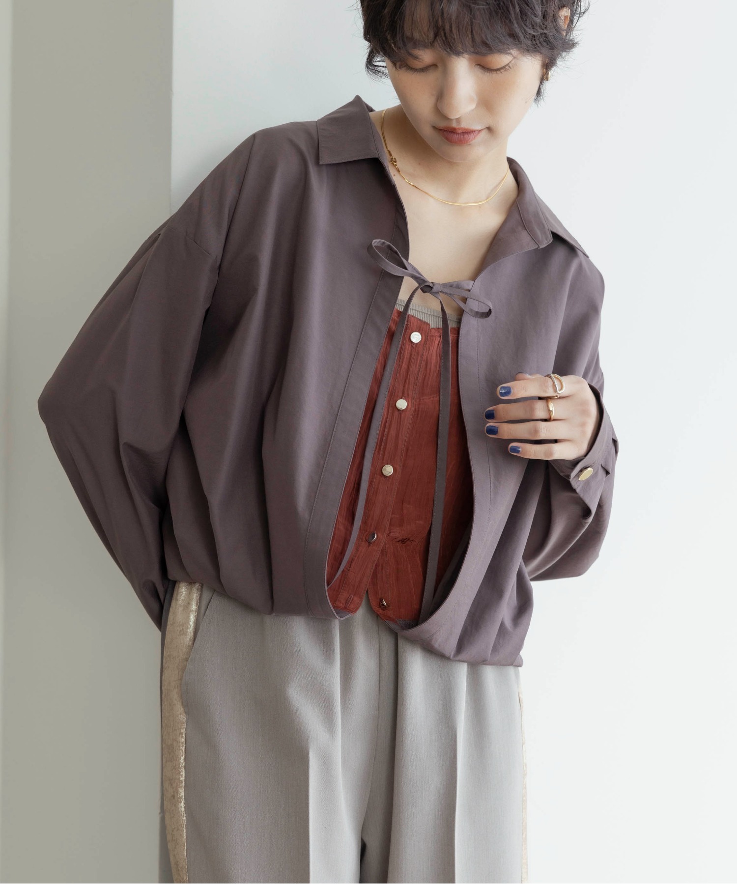 レイヤードバルーン クロップドシャツ Eimee Law│Eimee Law