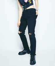 USED加工ISKOデニム 八分丈スリムパンツ