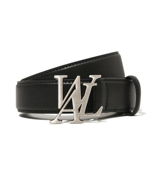 『WOOALONG/ウアロン』Oualong signature logo leather belt/ブランドロゴ レザーベルト