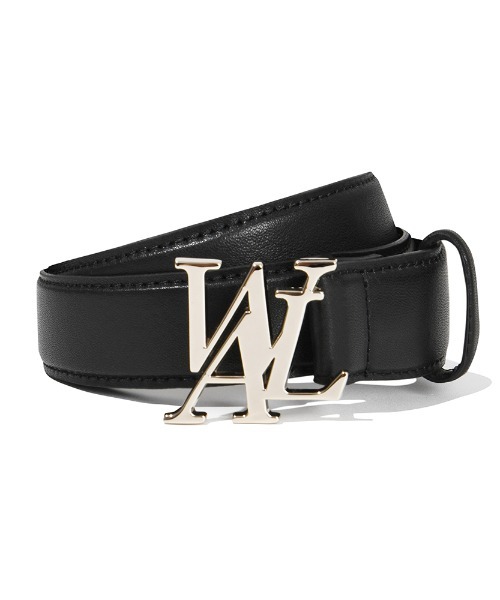 『WOOALONG/ウアロン』Oualong signature logo leather belt/ブランドロゴ レザーベルト