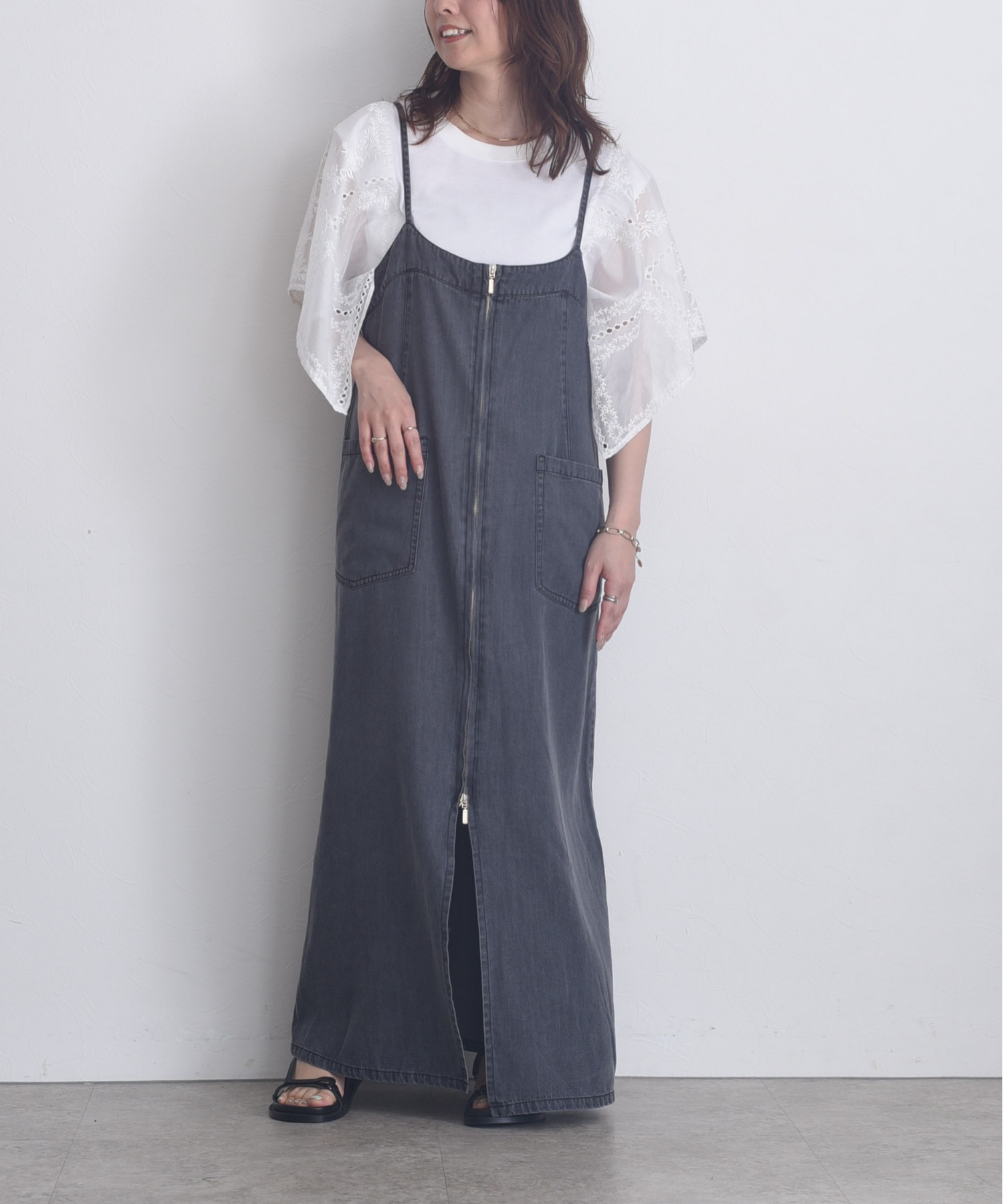 Eimee Law フロントジップ テンセルデニムジャンスカ フロントジップ テンセルデニムジャンスカ Eimee Law│Eimee Law