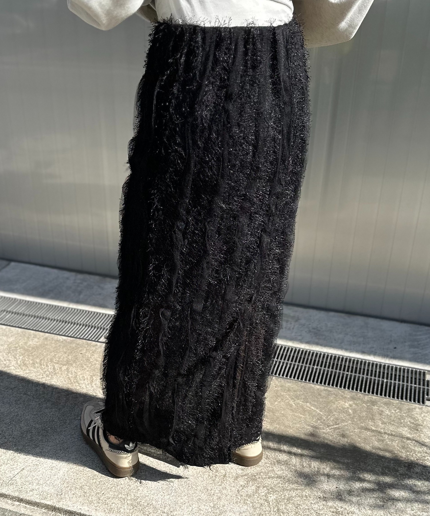ブラック　※ウエストを内側に折り返して着用
model:154cm 着用サイズ:FREE
