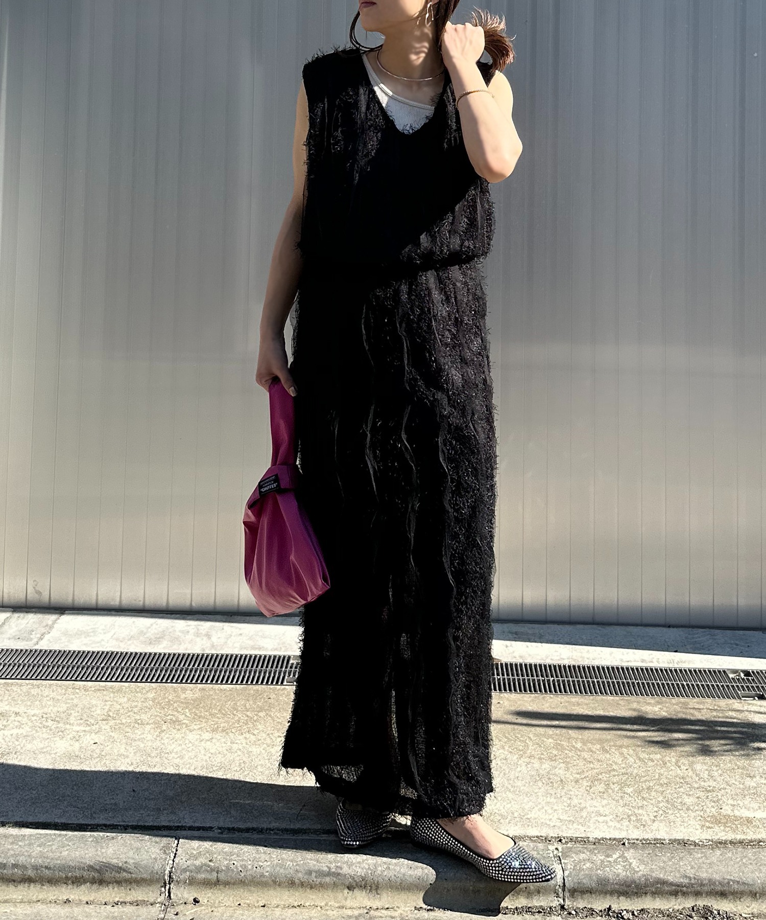 ブラック　※ウエストにTOPSをインで着用
model:154cm 着用サイズ:FREE