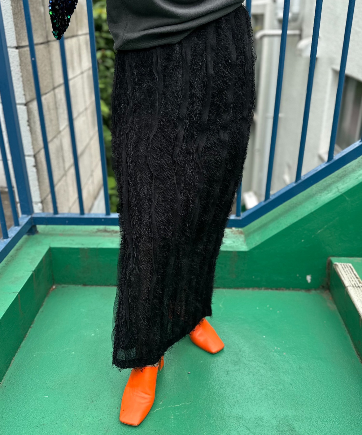 ブラック　※ウエストを内側に折り返して着用
model:154cm 着用サイズ:FREE