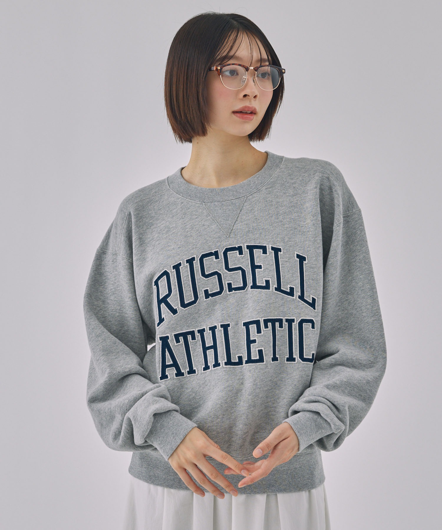 RUSSELL ATHLETIC ラッセル　フットボールT スウェット　USA製 Unblend】 RUSSELL ATHLETIC / ラッセル アスレティック ロゴワッペン