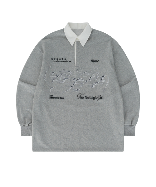 Aesthetic Collar Rugby Shirt — регби‑футболка с эстетичным воротником, серая