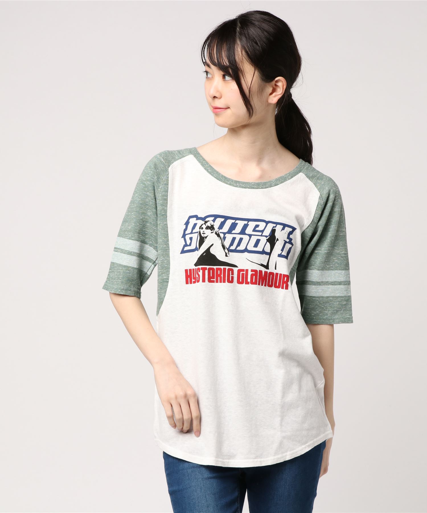 HYS WOMAN BOX プリント 五分袖Tシャツ