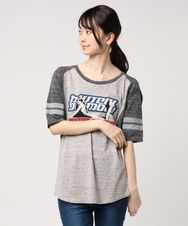 HYS WOMAN BOX プリント 五分袖Tシャツ