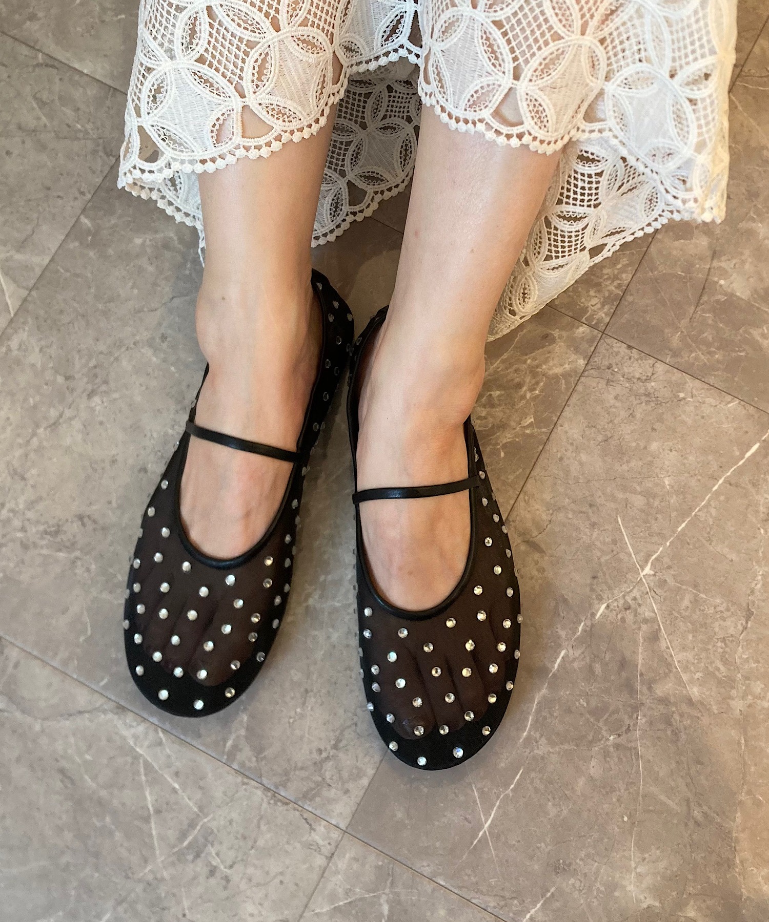 美品ジェフリーキャンベル　シースルーメリージェーン チュール メリージェーンバレエシューズ Jeffrey Campbell