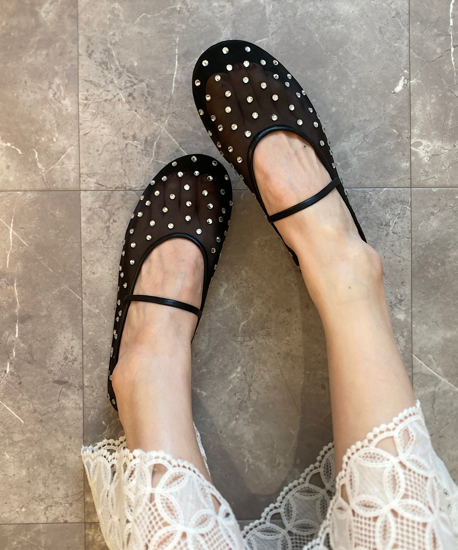 美品ジェフリーキャンベル　シースルーメリージェーン チュール メリージェーンバレエシューズ Jeffrey Campbell