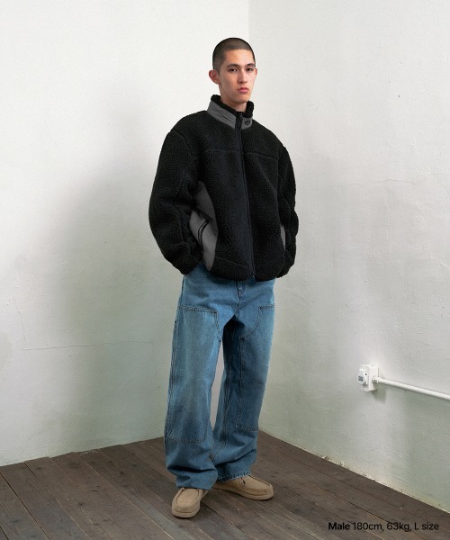 mahagrid/マハグリッド』 CURVED SHERPA FLEECE JACKET/カーブド 