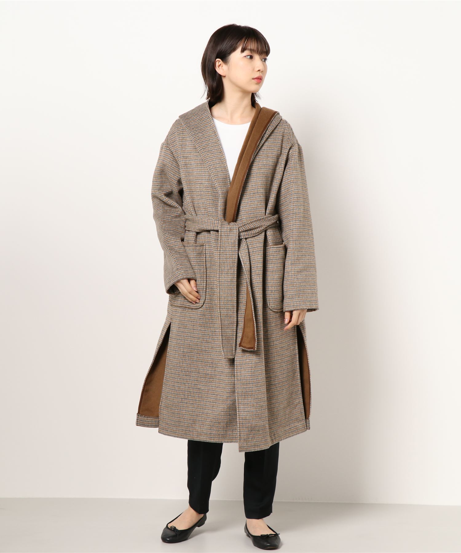 ウール混チェックガウンコート 日本限定モデル