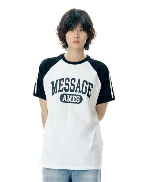 A'GEM/9 × .kom 『AMES WORLDWIDE/アメスワールドワイド』 LINE TAPE RAGLAN RINGER  TEE/テープラグランTシャツ 韓国ブランドセレクト│A'GEM/9×.KOM【公式】｜韓国・ストリートブランド通販サイト エージェムナイン  ドットケーオーエム