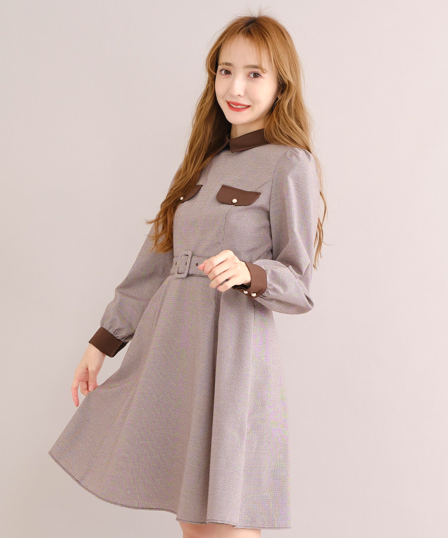 バイカラーチェックフレアワンピース Titty Co Titty Co Online Store ティティーアンドコーオンラインストア