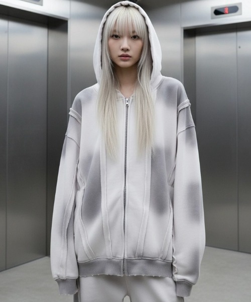 A'GEM/9 × .kom 『A'gem/エージェム』Spray Double Zip-Up Hoodie