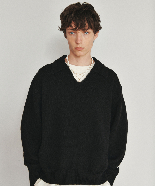 COTTON KNIT SCALE POLO (чёрный)