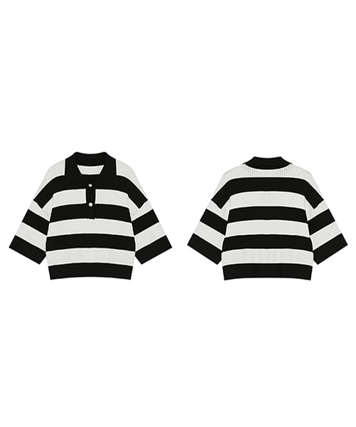 トップス Polo collar striped sweater FX22S039 Polo collar striped sweater FX22S039