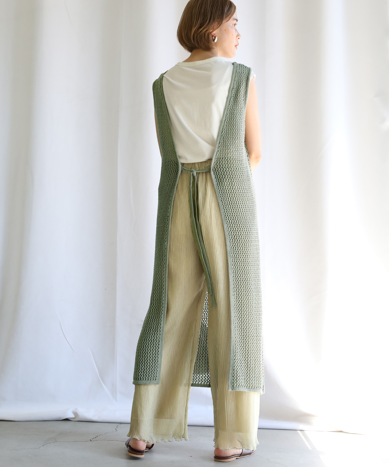 Aw 2wayネット編みジレワンピース Reshad Edu Af