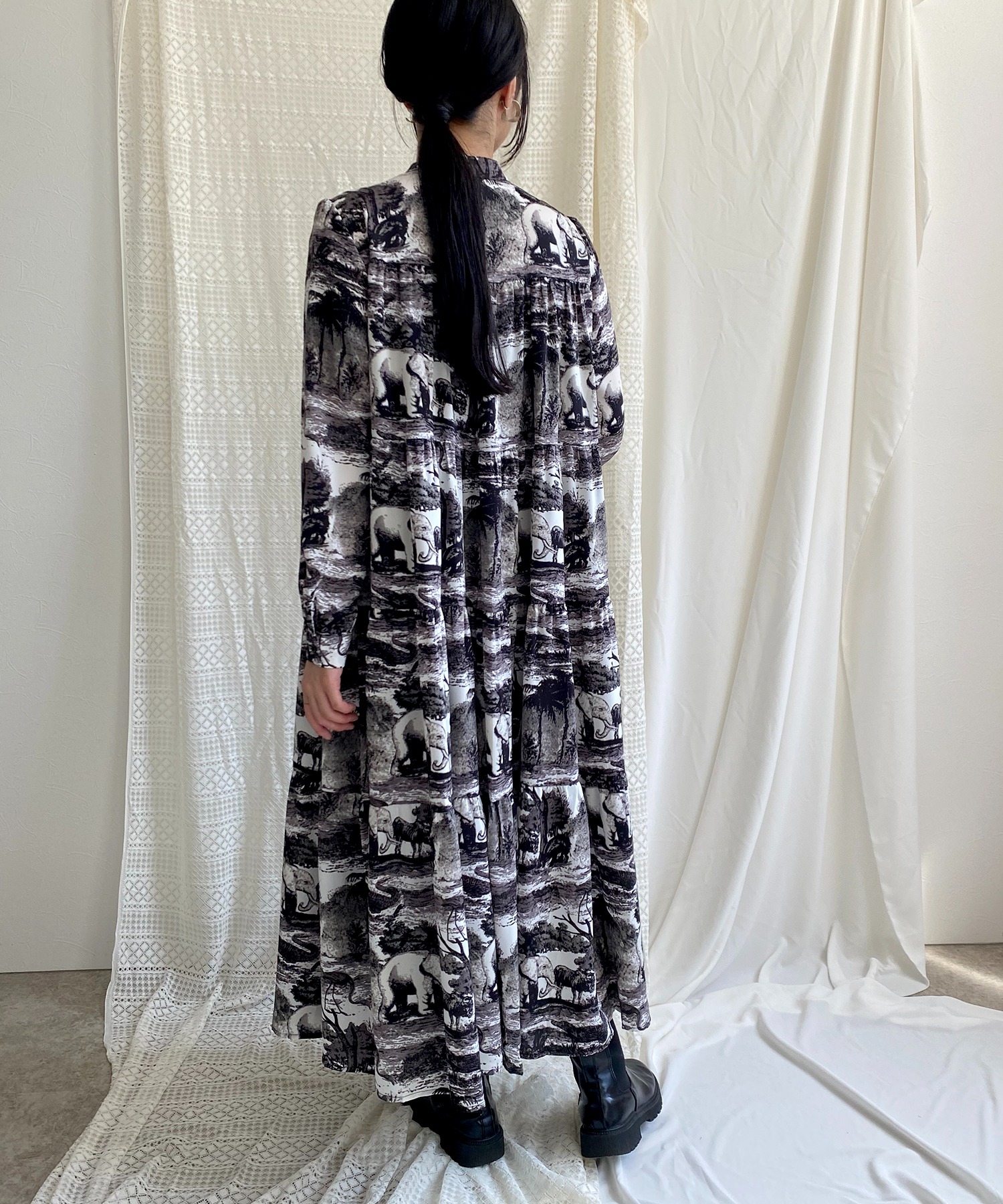 動物柄ティアードワンピース Myrdal Eimee Law Lhelbie 公式オンラインストア