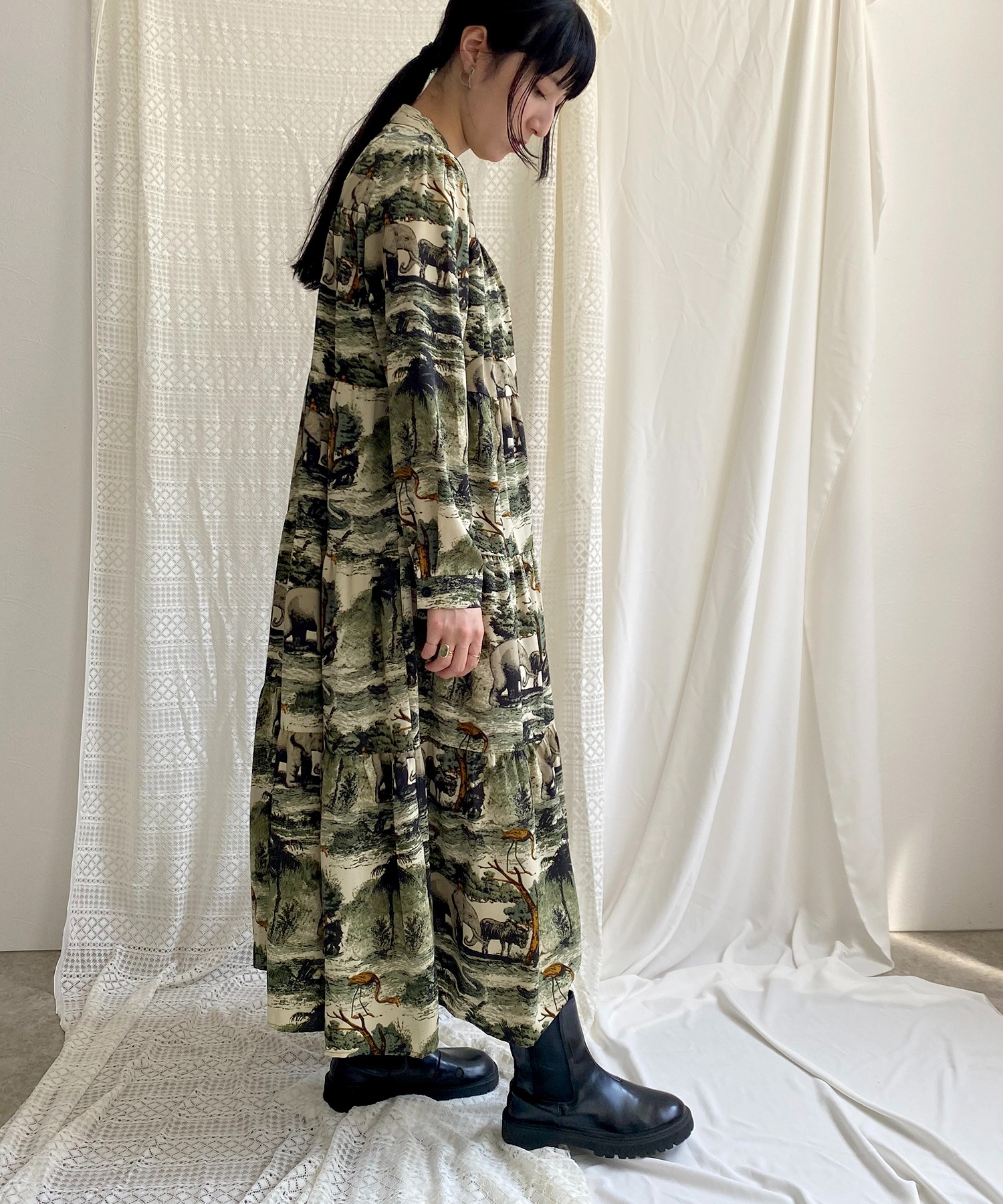 動物柄ティアードワンピース Myrdal Eimee Law Lhelbie 公式オンラインストア