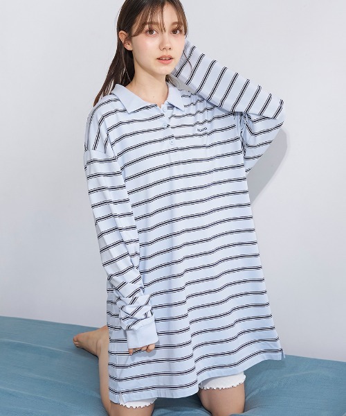 マルチボーダーポロカラーワンピース