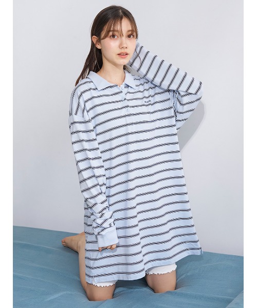 マルチボーダーポロカラーワンピース