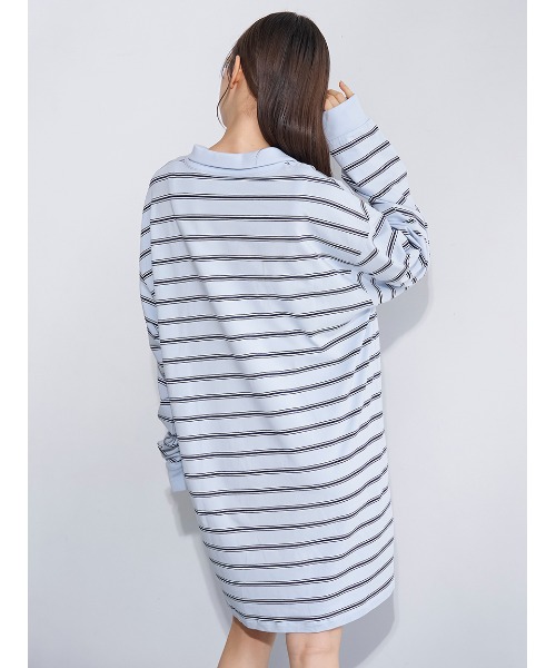 マルチボーダーポロカラーワンピース