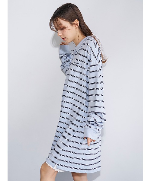 マルチボーダーポロカラーワンピース