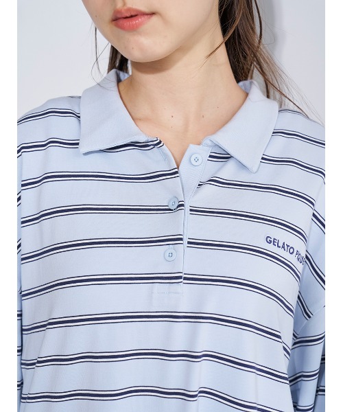 マルチボーダーポロカラーワンピース