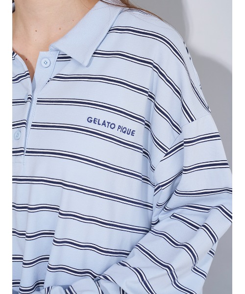 マルチボーダーポロカラーワンピース