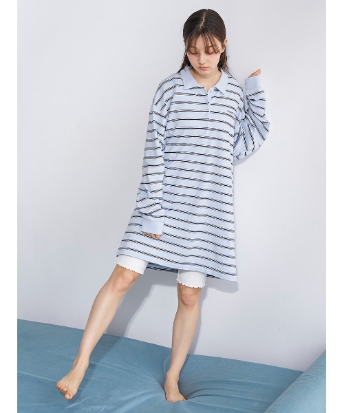 マルチボーダーポロカラーワンピース