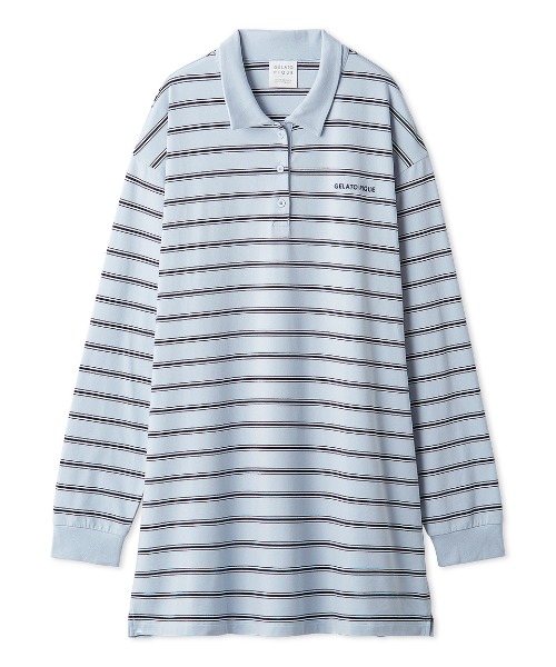 マルチボーダーポロカラーワンピース