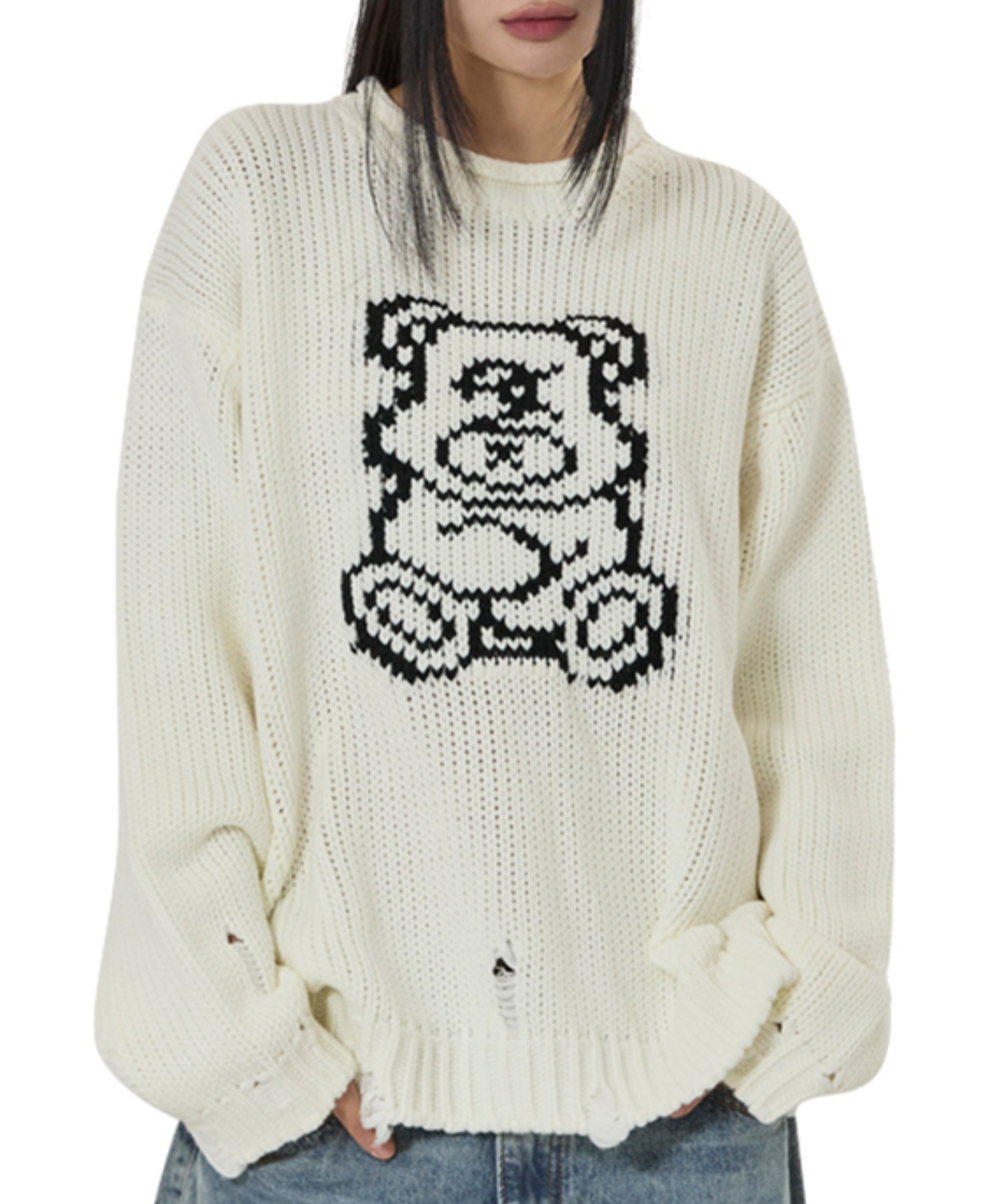 地雷系　OY オーワイ ベア ニット モードブラック ユニセックス 未使用 美品 OY/オーワイ』DOLLY DESTROYED KNIT/ドリー デストロイド ニット OY│A