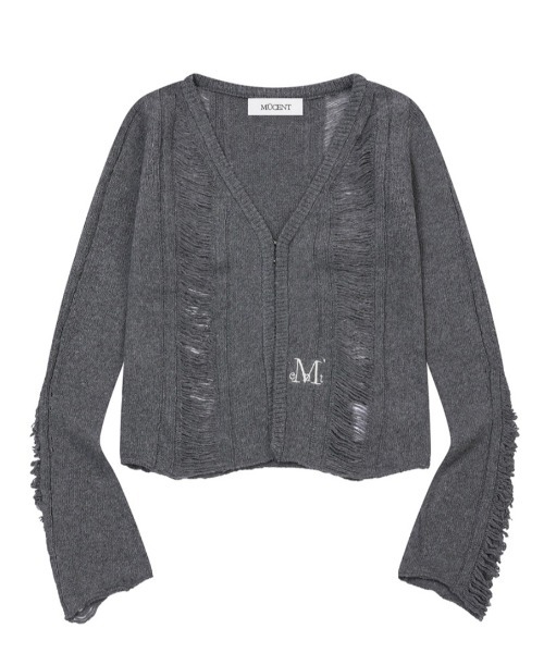 A'GEM/9 × .kom 『MUCENT/ムセント』 NUBI DAMAGE SLIM CARDIGAN