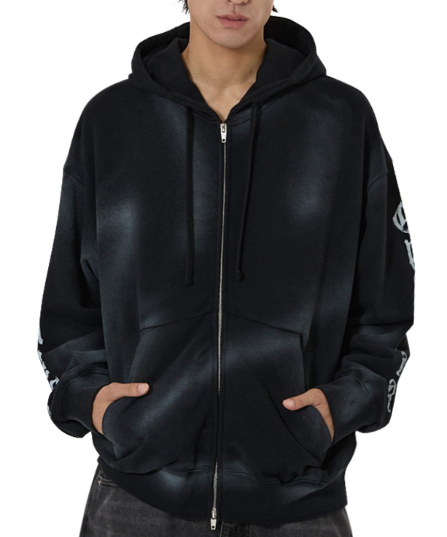 OY/オーワイ』DIRTY SPRAY EFFECT HOODIE ZIP UP/スプレージップアップ