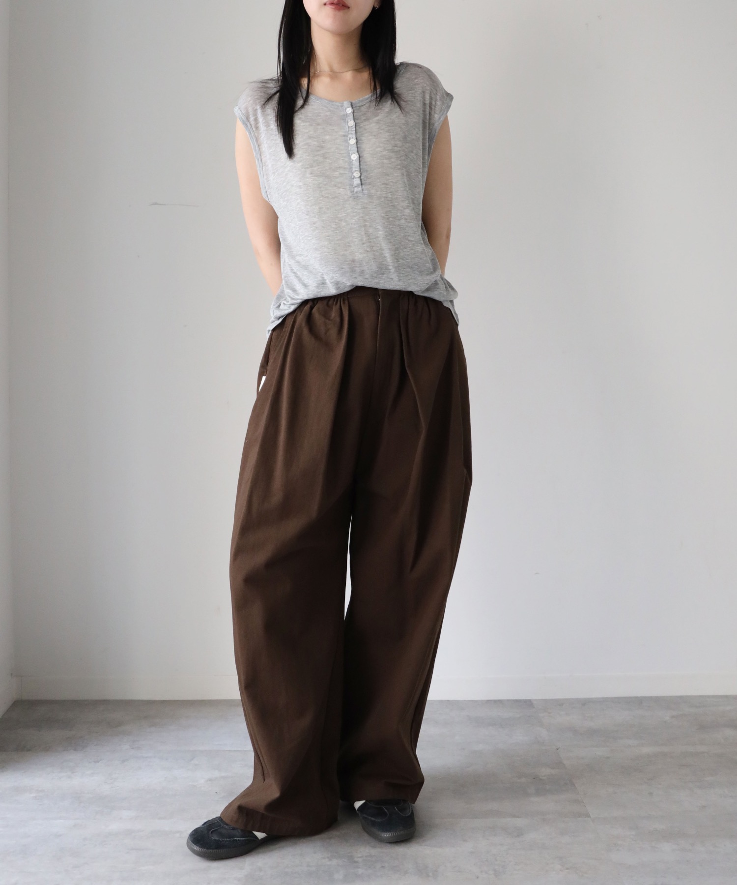 model：164cm. 着用サイズ：FREE