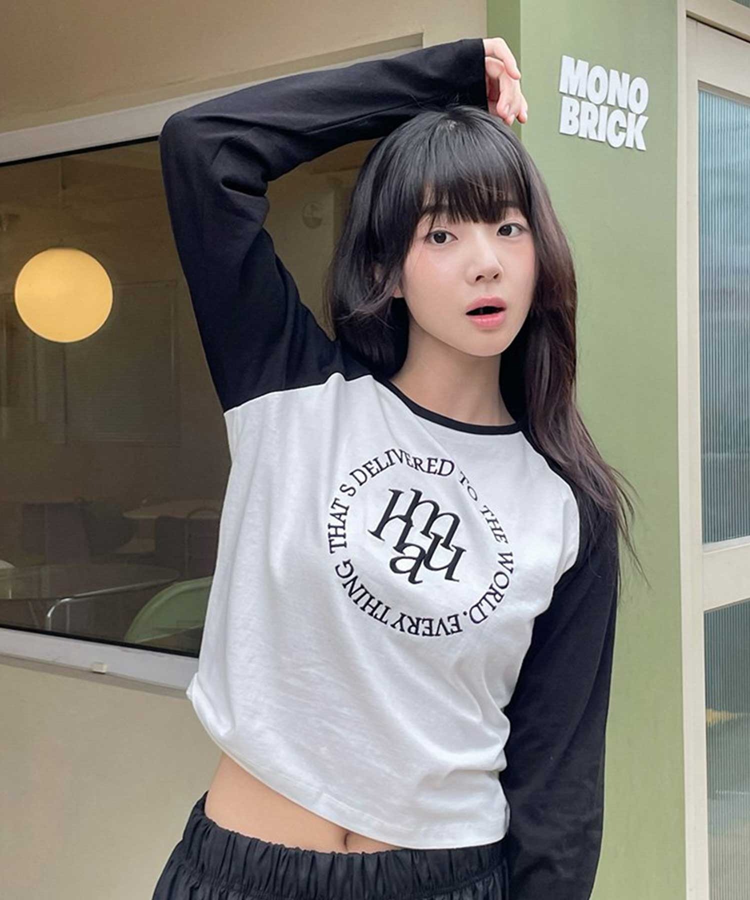 A'GEM/9 × .kom 『muah muah/ムーアムーア』 STITCH LOGO RAGLAN