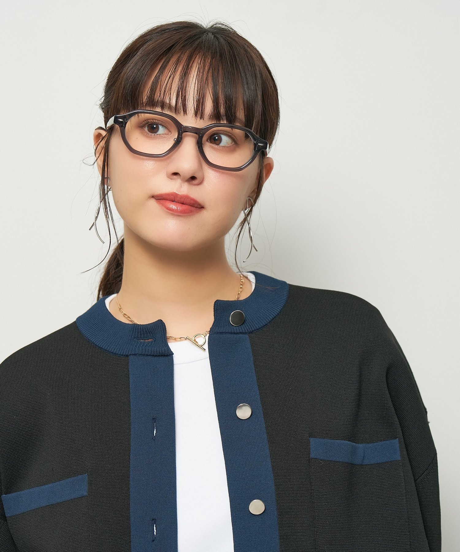 柴田 ひかりさんコラボ】ウェリントン型 メガネ｜多角形型｜カジュアル
