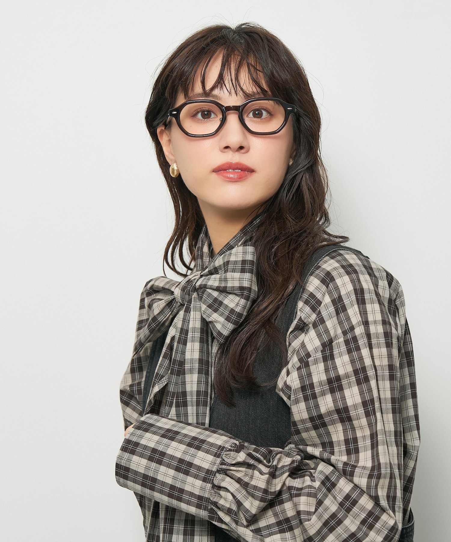 柴田 ひかりさんコラボ】ウェリントン型 メガネ｜多角形型｜カジュアル