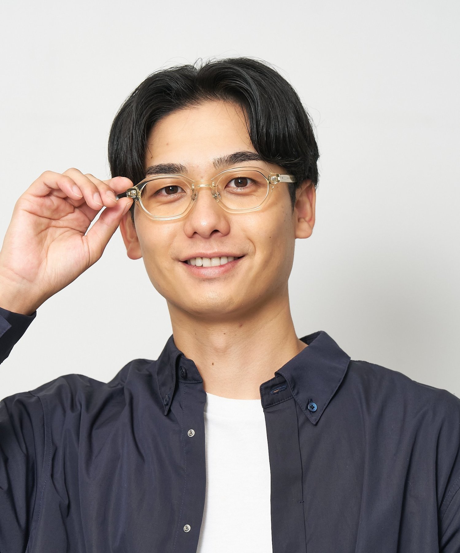 柴田 ひかりさんコラボ】ウェリントン型 メガネ｜多角形型｜カジュアル