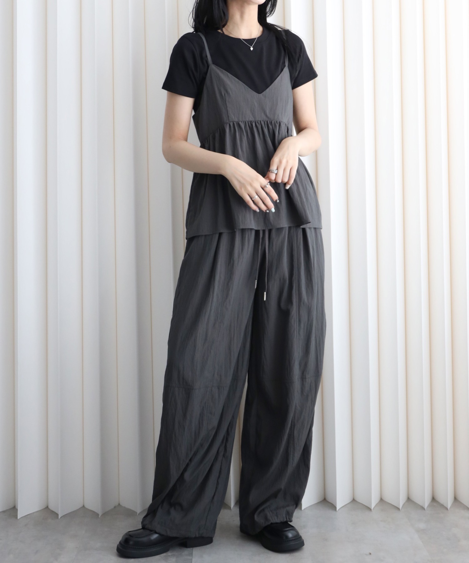 model：164cm.  着用サイズ：FREE