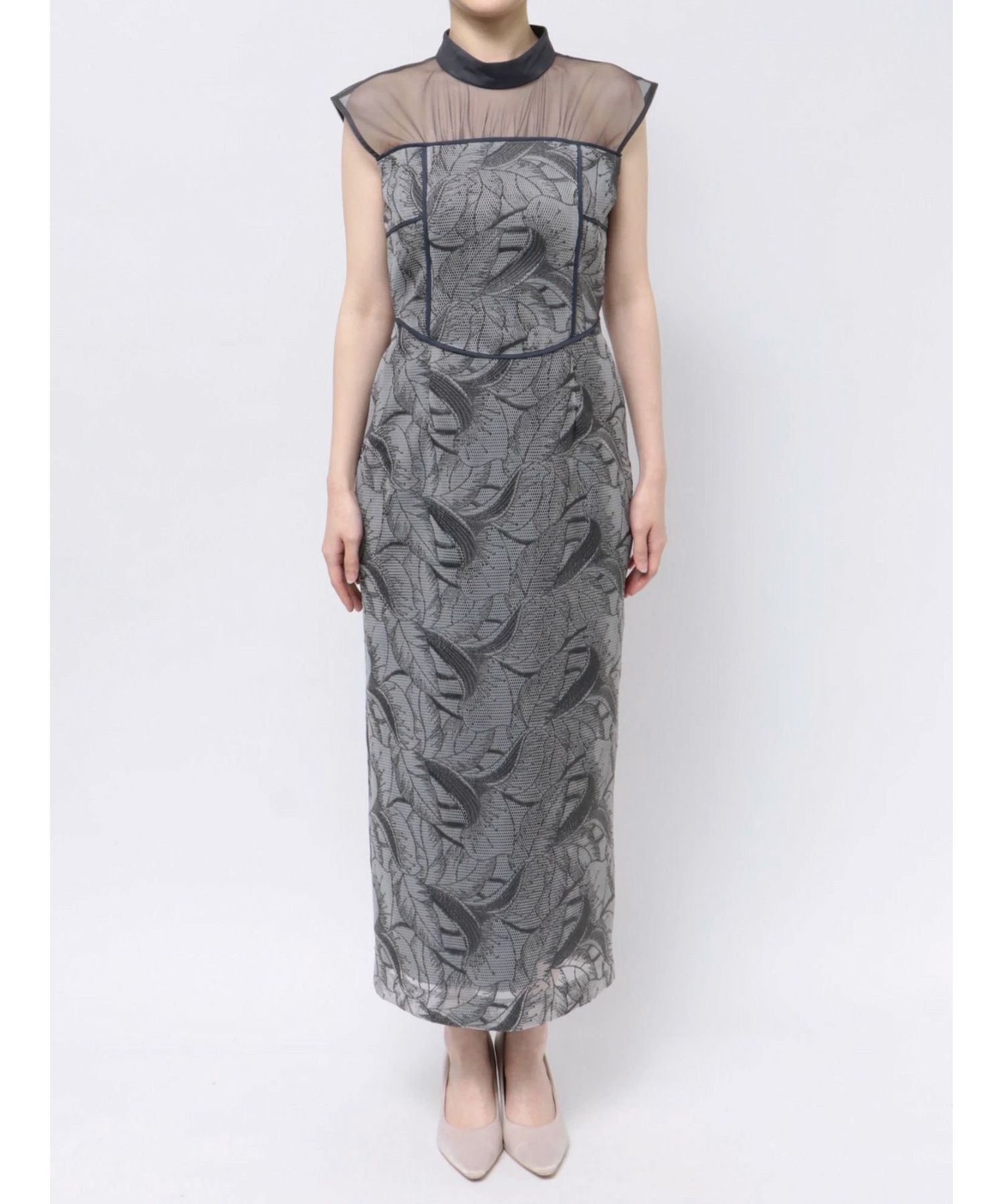 LADYメッシュエンブロイダリードレス