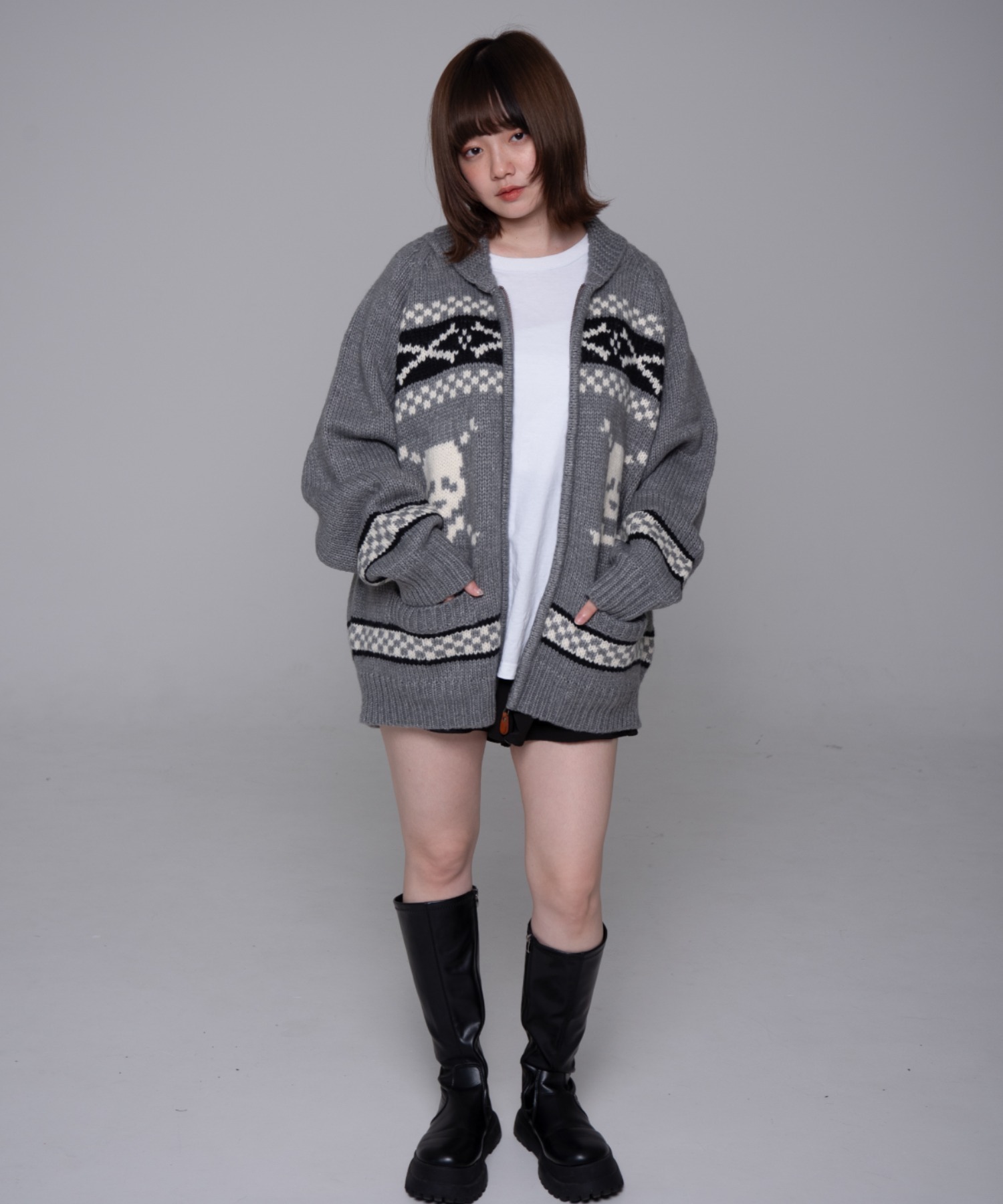 mahagrid/マハグリッド』 SKULL COWICHAN KNIT SWEATER/スカル