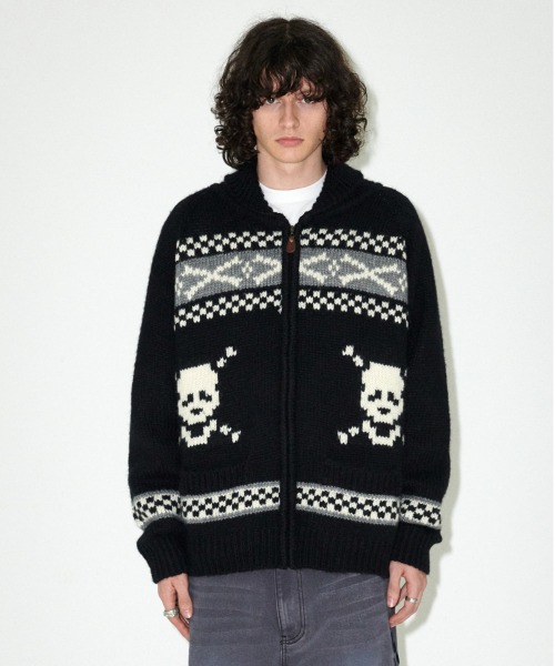 mahagrid/マハグリッド』 SKULL COWICHAN KNIT SWEATER/スカル