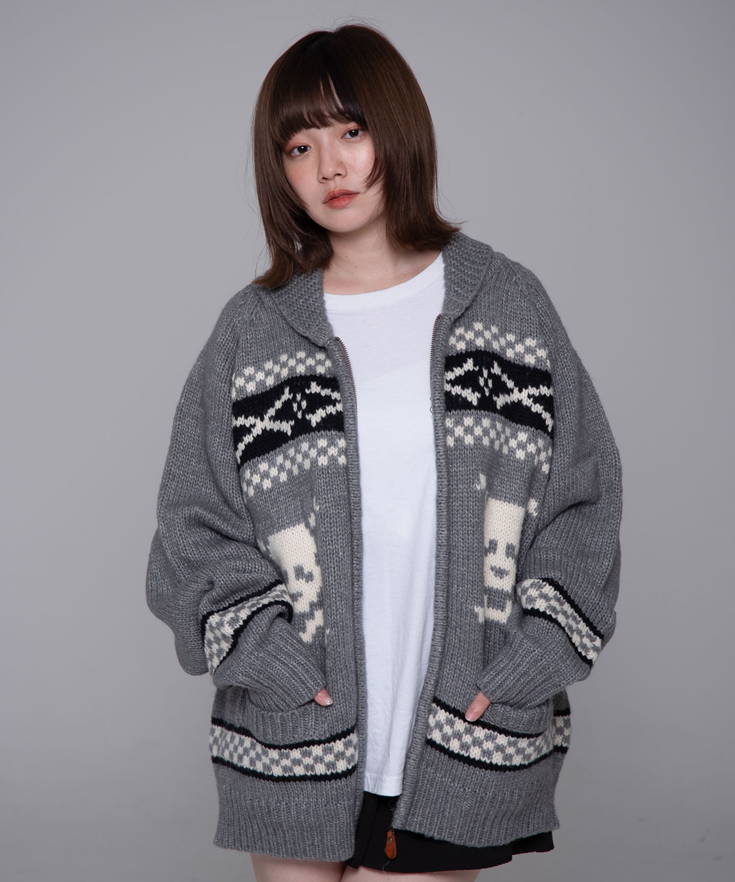 mahagrid/マハグリッド』 SKULL COWICHAN KNIT SWEATER/スカル