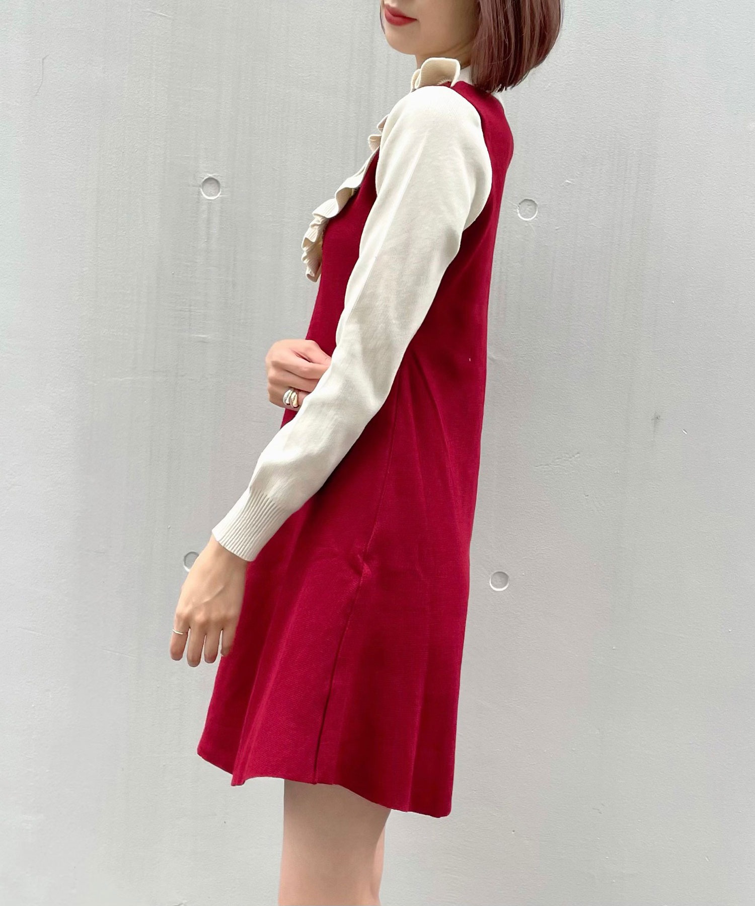 Titty Co Petit デコルテフリルニットワンピース Titty Co Petit Titty Co Online Store ティティーアンドコーオンラインストア