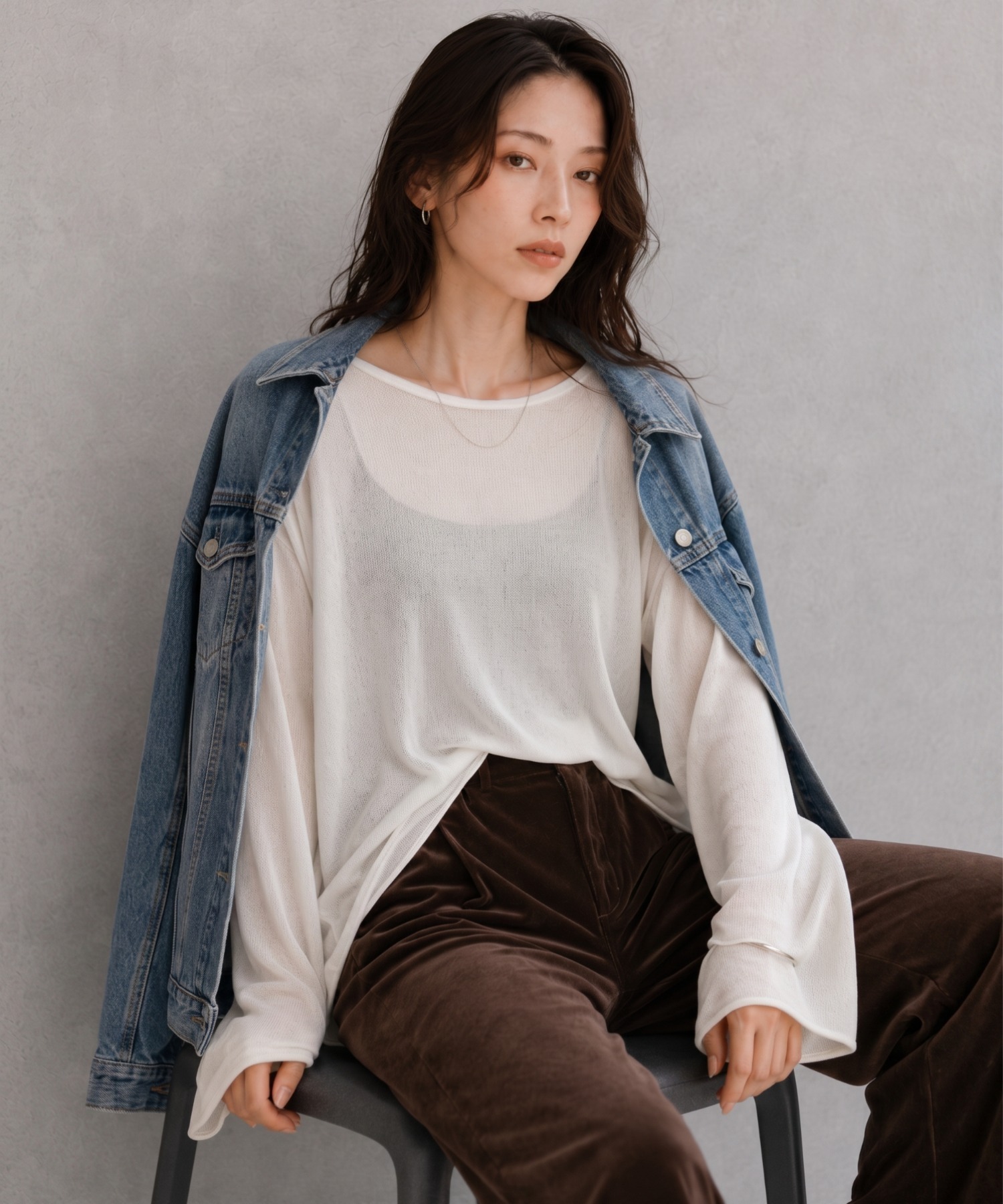 モデル身長：158cm
着用サイズ：FREE