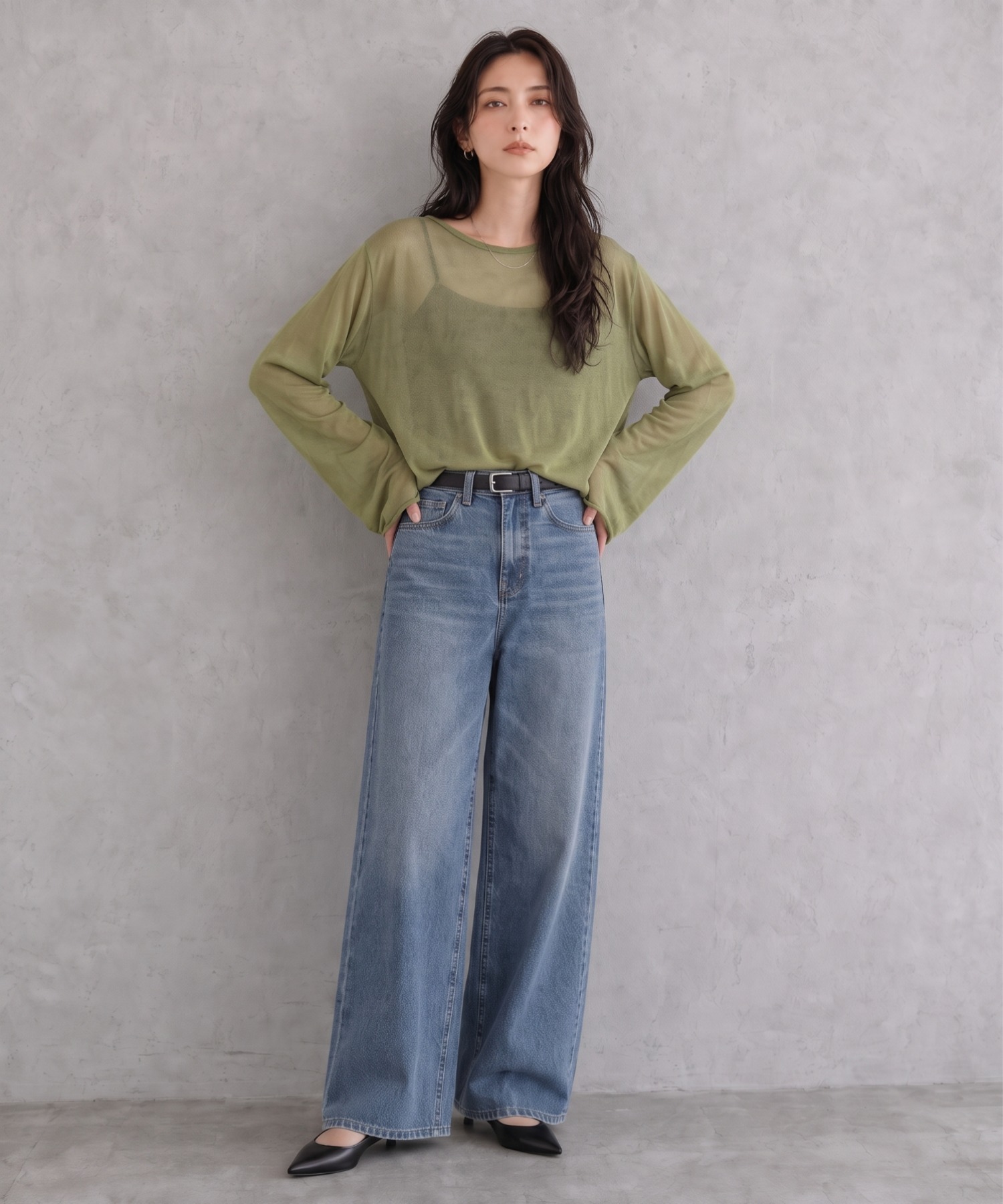 モデル身長：158cm
着用サイズ：FREE