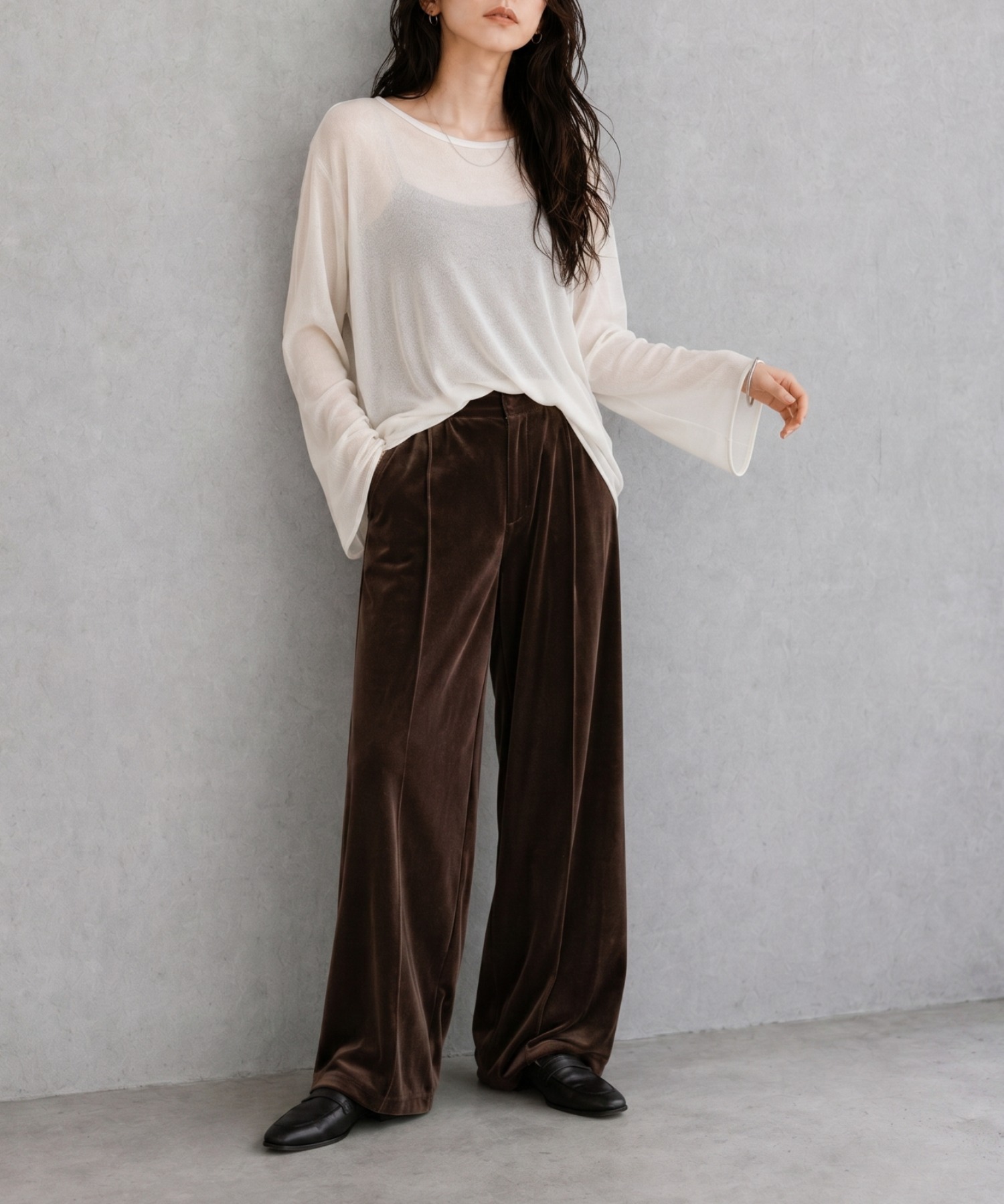モデル身長：158cm
着用サイズ：FREE