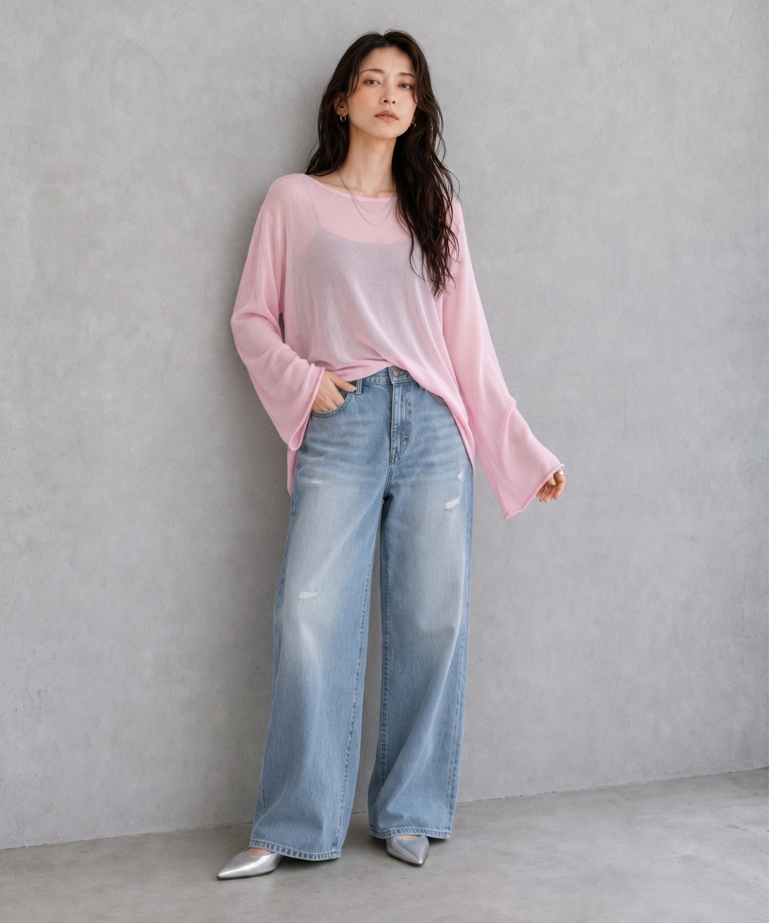 モデル身長：158cm
着用サイズ：FREE